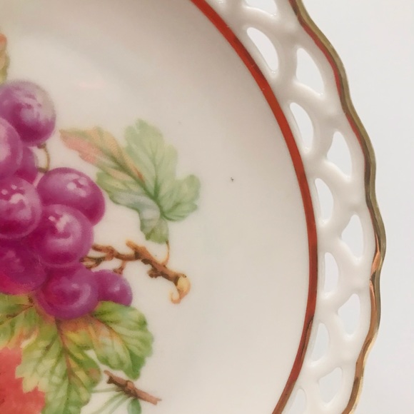 Vintage Bavarian Royal Hanover Fruit Plate Reticulated Rim Gold Trim 7.5” - Picture 5 of 7